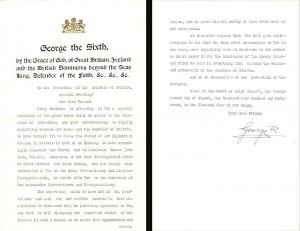 TDS of George VI - Autograph